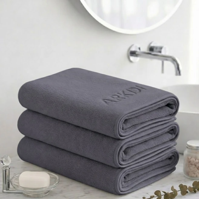 아크디 먼지없는 고급 바스타월 대형, 다크그레이, 1개 - 쿠팡