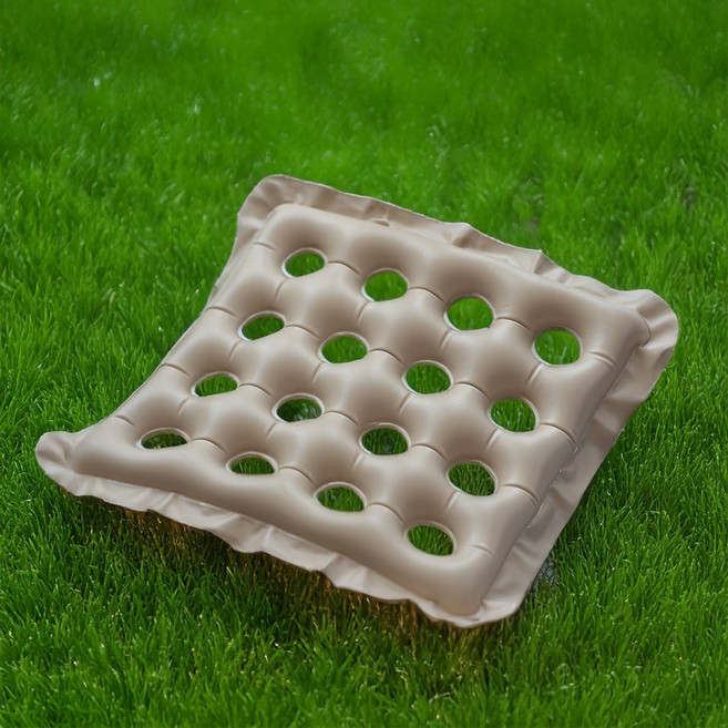 지니스 휴대용 에어방석+펌프 비행기 여행용, 베이지