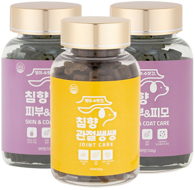 강아지 피부 관절 눈 기관지 심장 영양제 피부병 심장병 기관지협착증 눈물자국 슬개골탈구 댕이수랏간 침향 피부&피모 심장튼튼 눈물뚝 기관지청청 관절쌩쌩 3개, 피부&피모 2개+관절쌩쌩 1개
