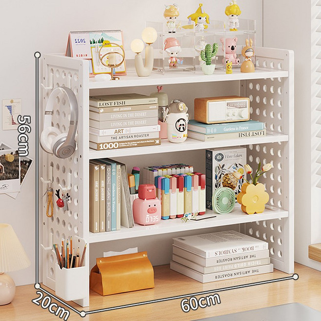 정싱 다용도 타공판 스탠드 책상 다층 공간활용 정리 선반 세트 대형, 1개, 흰색3단(60cm)