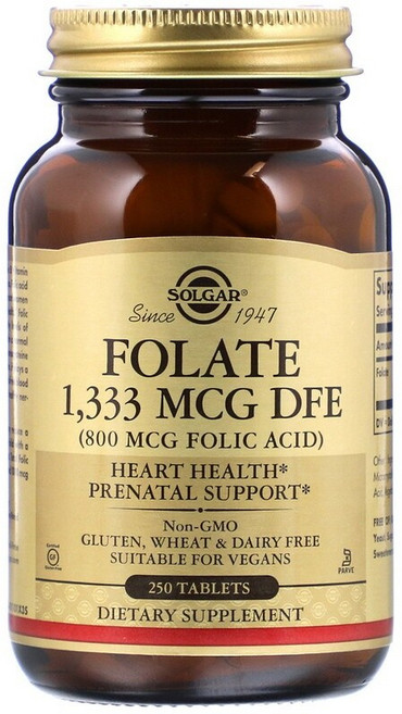 SOLGAR 葉酸DEF素食錠 1333mcg, 250顆, 1罐