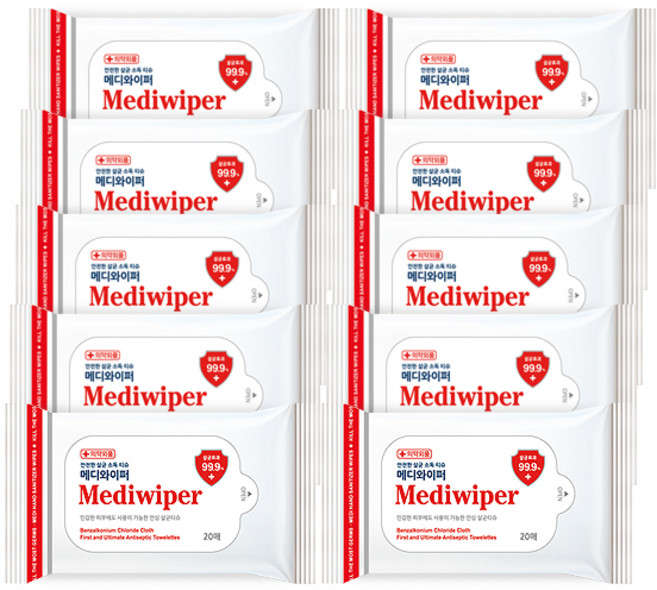 메디와이퍼 손소독 티슈 휴대형, 20매입, 10개