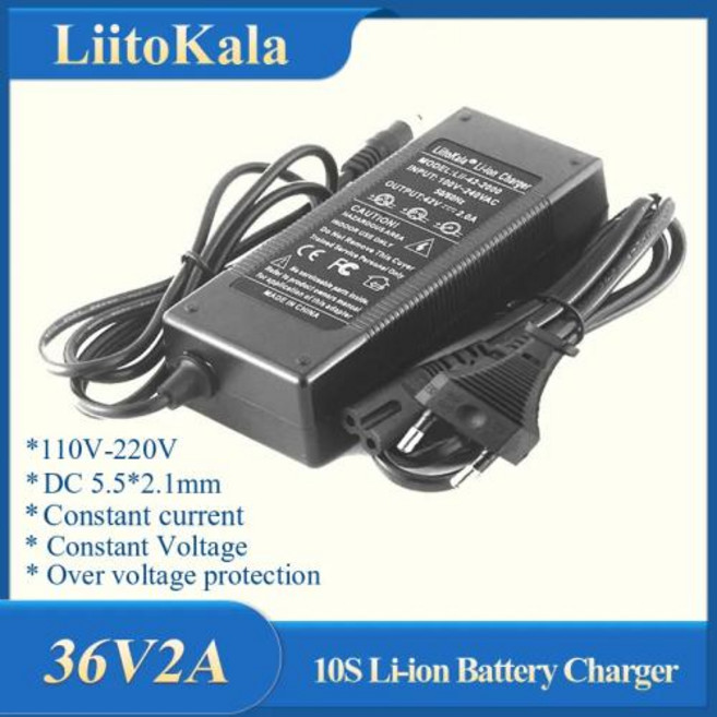 LiitoKala 전기 자전거 스쿠터용 배터리 팩 36V 30Ah, 36V2A Charger, 1개, 1개입