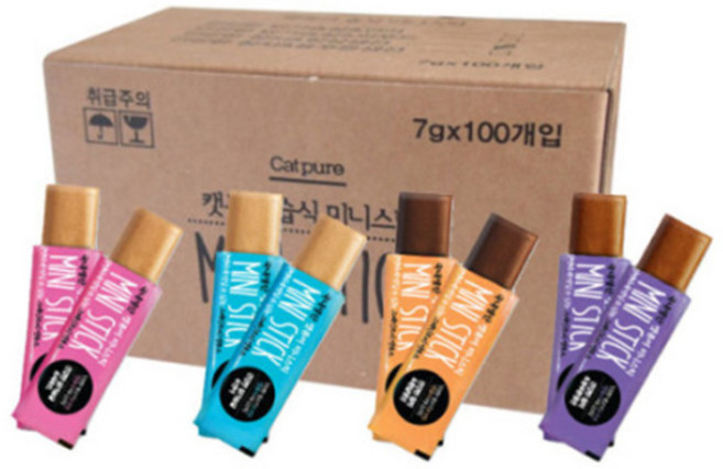 캣퓨어 미니스틱 콤보 4종 100p (7g x 100개입)고양이 간식 츄르 (감사이벤트 5+1)