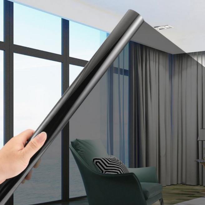 인즈 창문시트지 무점착 사생활보호 유리, 루미너스 실버