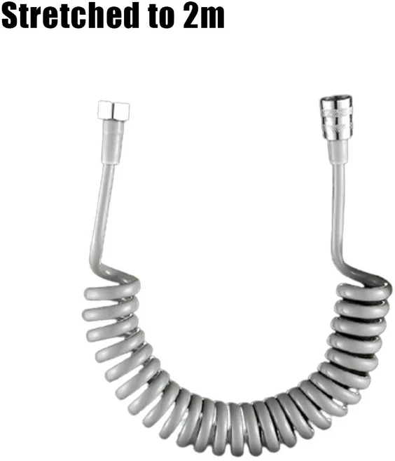 텔레스코픽 샤워 호스 나선형 스프링 호스 화장실 비데 스프레이어 유연한 전화선 배관 호스 욕실 액세서리, 01 빠른, 04 Gray 2M