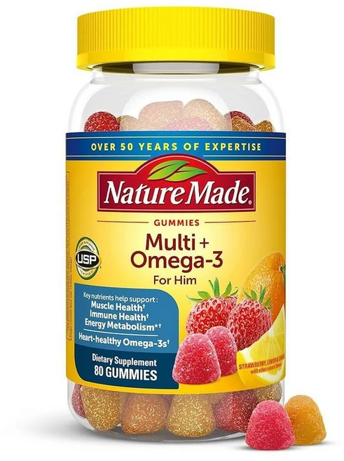 네이처메이드 남성용 멀티플러스 오메가-3 구미 80정, 80 Count (Pack of 1), 1개 - 쿠팡