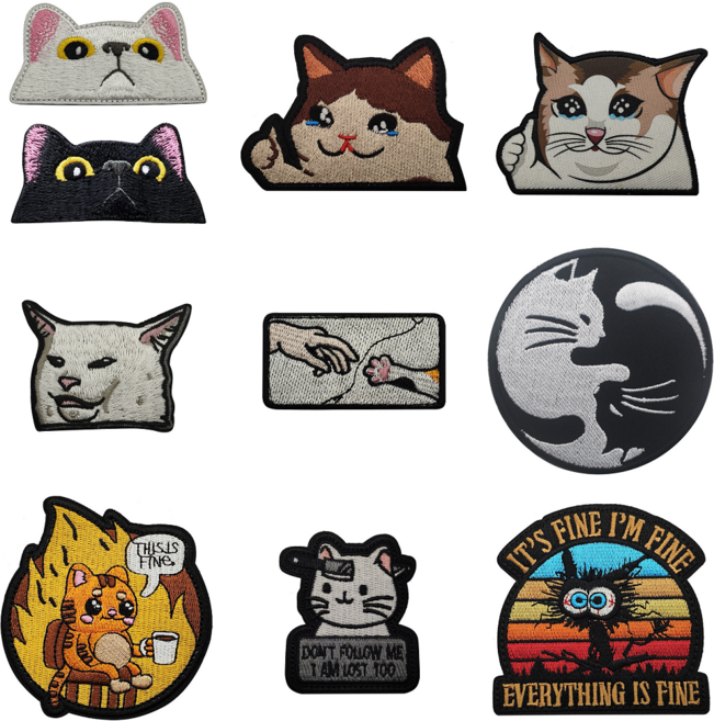 퍼니 캣 고양이 벨크로 와펜 패치