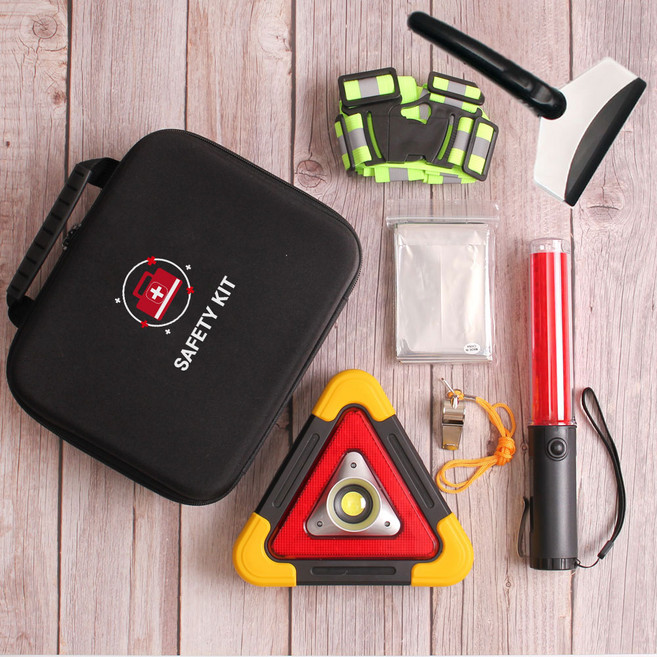 자동차 안전 키트 LED 안전삼각대 경광봉 차량안전용품 세트 2차사고예방, 5종, 1개