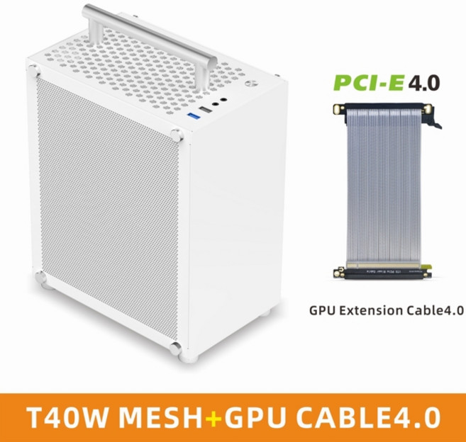 METALFISH T40 미니 ITX 케이스 7L 아크릴 또는 메쉬 측면 패널 및 휴대용 핸들 SFX PSU206mm GPU, 04 T40 Mesh Cable4.0