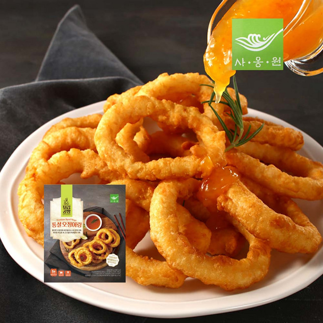 사옹원 튀김공방 통살오징어링 20g 13개입 360g 소스100g 튀김260g, 1세트