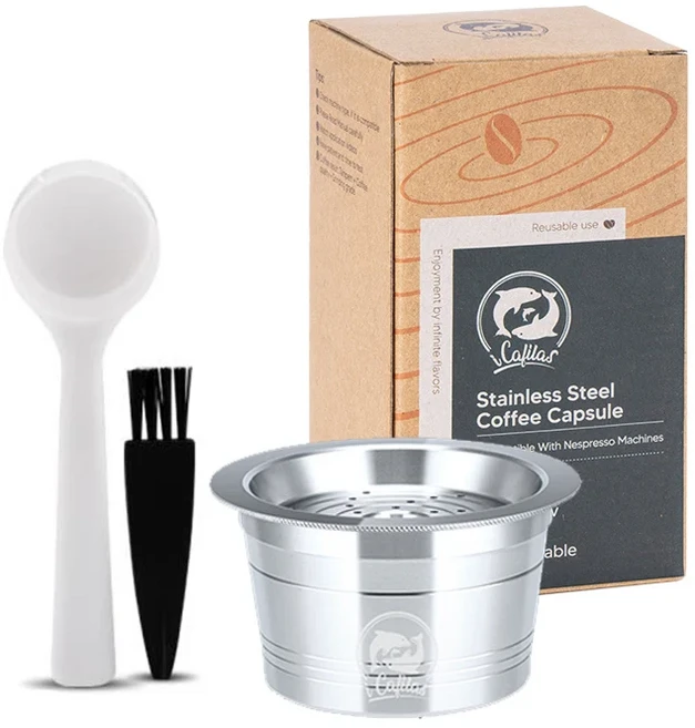 재사용 가능한 스테인레스 스틸 커피 필터 K-fee Tchibo Cafissimo Caffitaly & 기계용 리필 카페 캡슐 포, 04 1pc