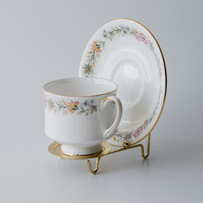 생활의차이 커피잔 찻잔 그릇 소품 다용도 거치대 접시 이젤 홀더, 1-1. 커피잔 스탠드형 직선타입 골드(GOLD), 1개