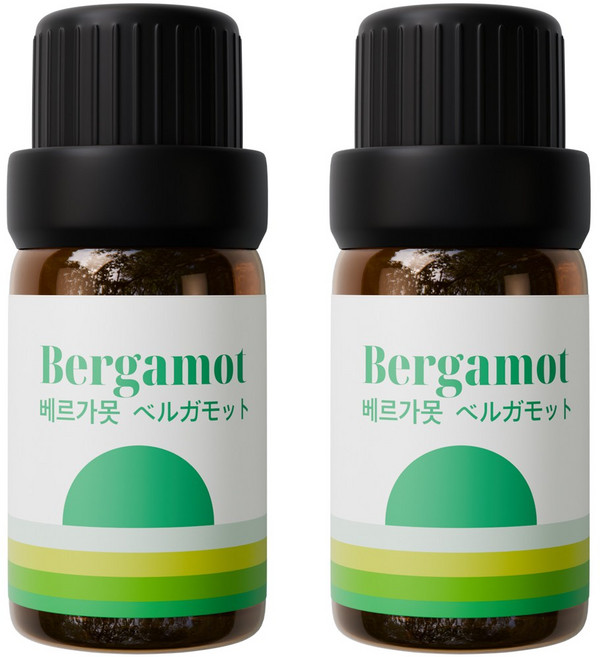 1+1 천연 유기농 아로마오일 에센셜오일, 유기농 베르가못오일, 10ml, 2개