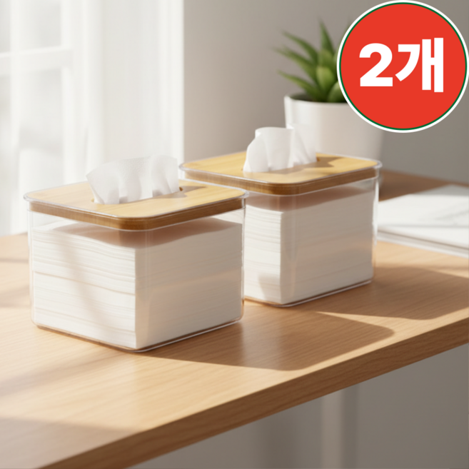 또담 업소용 식당 테이블 티슈 냅킨케이스, 2개, 투명