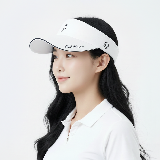까스텔바작 모자 여성용 골프 완벽커버 와이드챙 썬바이저 BWCW-GC714, 화이트, 1개