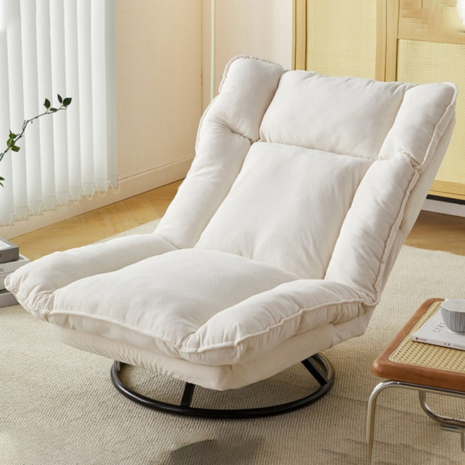 하루꿈 1인 회전 소파 등받이 각도조절 거실 패브릭 라운지 리클라이너 소파 의자, 화이트