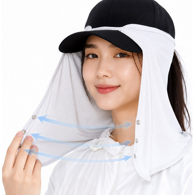 라리브 얼굴 햇빛가리개 모자 썬가드, 1개, 화이트