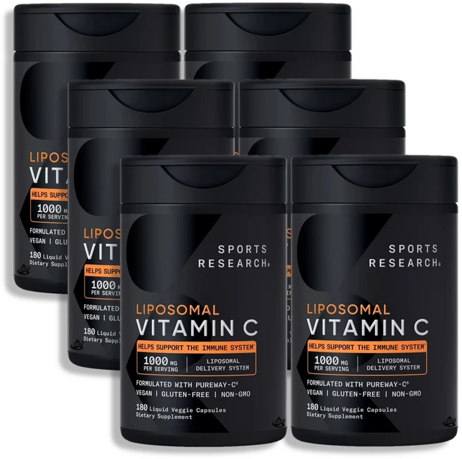 Sports Research 스포츠 리서치 리포좀 비타민C 1000mg, 6개, 180정 - 쿠팡