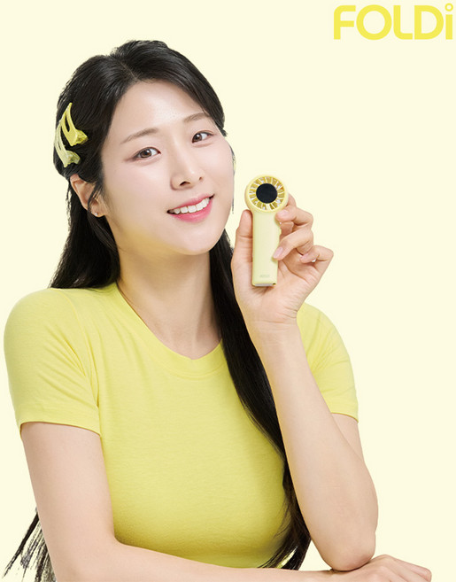 폴디 미니 손풍기 휴대용 핸디 핸드 100단 조절 선풍기, 레몬팝