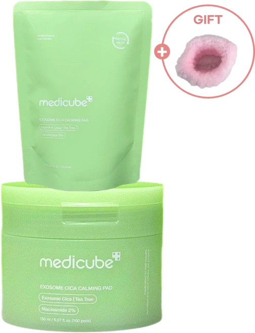메디큐브 엑소좀 시카 카밍 패드 본품+리필 / 손목 세안밴드 증정, 2개, 100매입 - 쿠팡