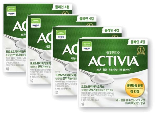 풀무원 다논 요거트 액티비아 컵 플레인 4입, 4개, 320g