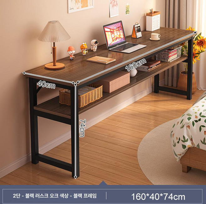 긴 테이블 폭좁은 선반 폭좁은책상 창가테이블 좁고긴테이블 책상 거실 사이드 침대 베란다, 8. 이중 블랙 오크 160cm