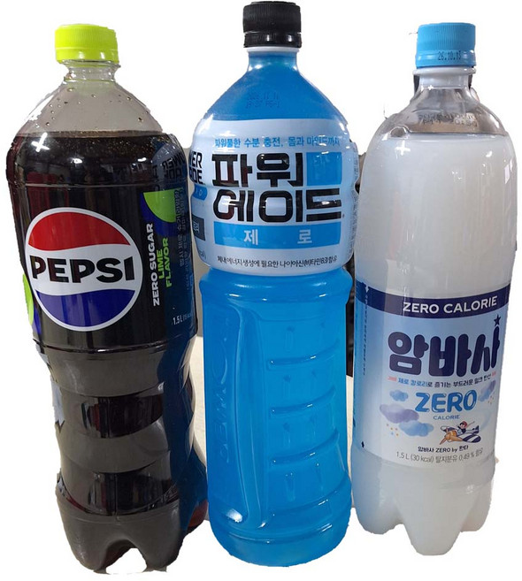 [드링킹] 파워에이드 제로+암바사 제로+펩시 제로 슈가라임향 1.5L 1개씩 제로 음료 3종 세트, 3개