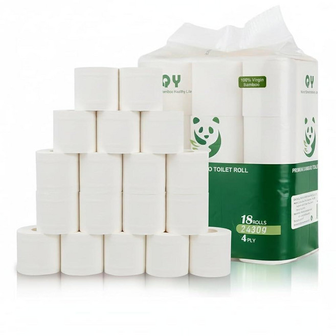 QingYa 대나무 화장지 4겹 정화조 안전 유기농 목욕 티슈 18롤 지속 가능한 나무 프리 부드럽고 강하며 지구 친화적 화학 물질 프리 PFAS BPA - FSC 인, QingYa 대나무 화장지, 4겹, 정화조 안전 유기농