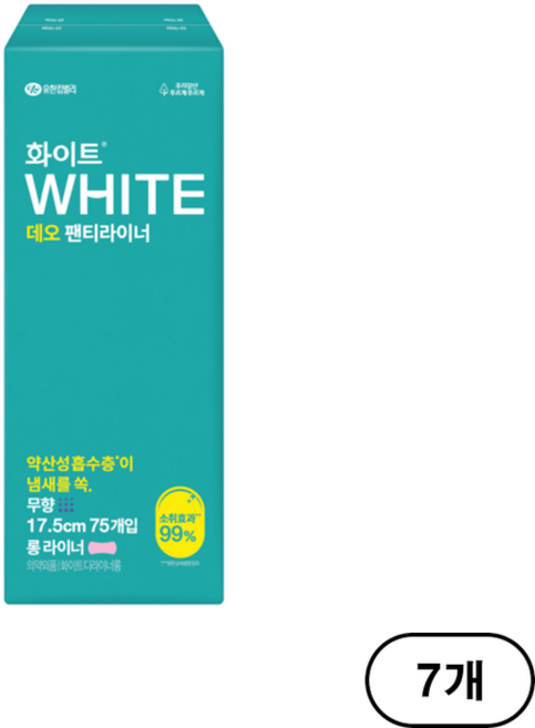 화이트 데오 팬티라이너, 롱, 75개입, 7개