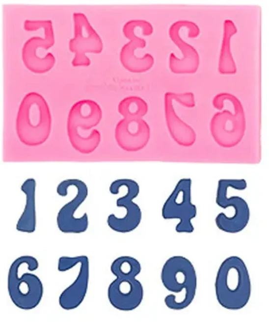 빵틀영숫자 실리콘 몰드 문자 퐁당 초콜릿 케이크 장식 베이킹 도구 주방 가제트 액세서리, 03 Pink Numbers, 1개