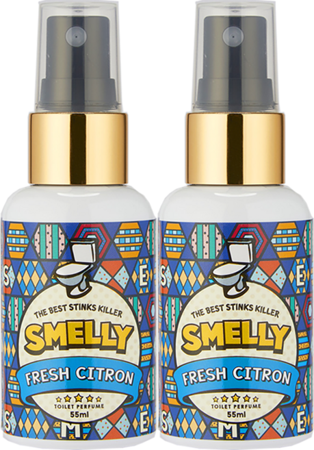 스멜리(SMELLY) 화장실용 탈취제 방향제 토일렛퍼퓸 프레쉬시트론 55ml, 2개