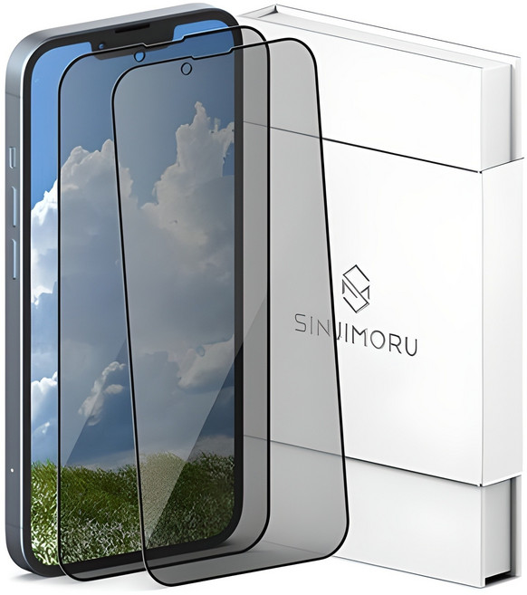 신지모루 사생활 보호 9H 고경도 강화유리 신지글래스 풀커버 프라이버시 휴대폰 액정보호필름 2p, 1세트