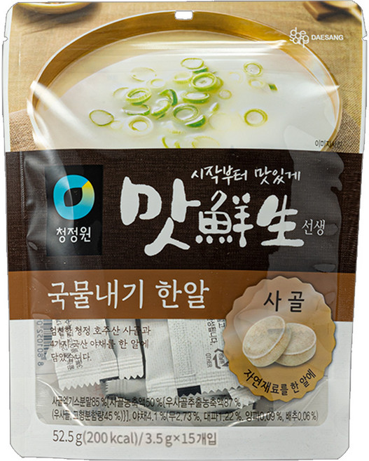 청정원 맛선생 사골 국물내기 한알 코인육수, 52.5g, 20개