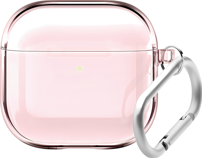 elago AirPods 4 無痕透明保護殼 (附扣環) - 透明保護套、耳機保護配件, 冰透粉, 1個