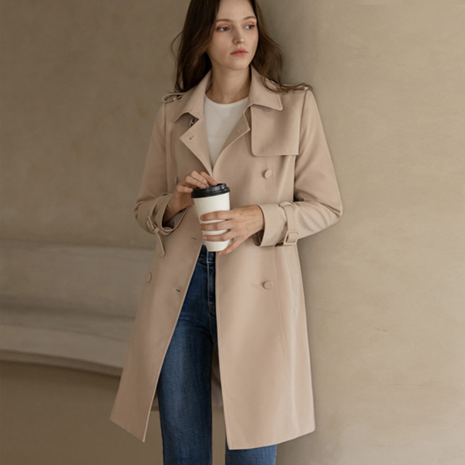 [뮤즈린] [벨트set] 에바 스판 트렌치코트