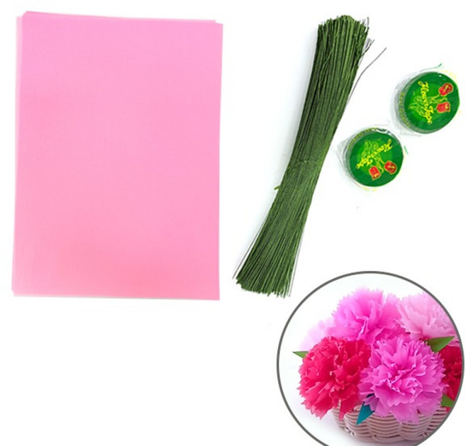 [스쿨피아] 카네이션 만들기 세트 색화지 꽃테이프 철사, 빨강색