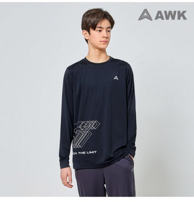 주니어 사이드 레터링 기능성 긴팔 티셔츠