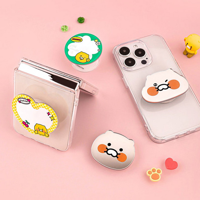 홈앤키즈 카카오프렌즈 춘식이 아크릴 미러 스탠드톡 거울 미러톡 핸드폰 휴대폰 핑거링 그립 홀더 핑커톡 단체선물 캐릭터 카카오, 춘식이 아크릴 미러 스탠드톡 세이치즈 하트춘식이, 1개