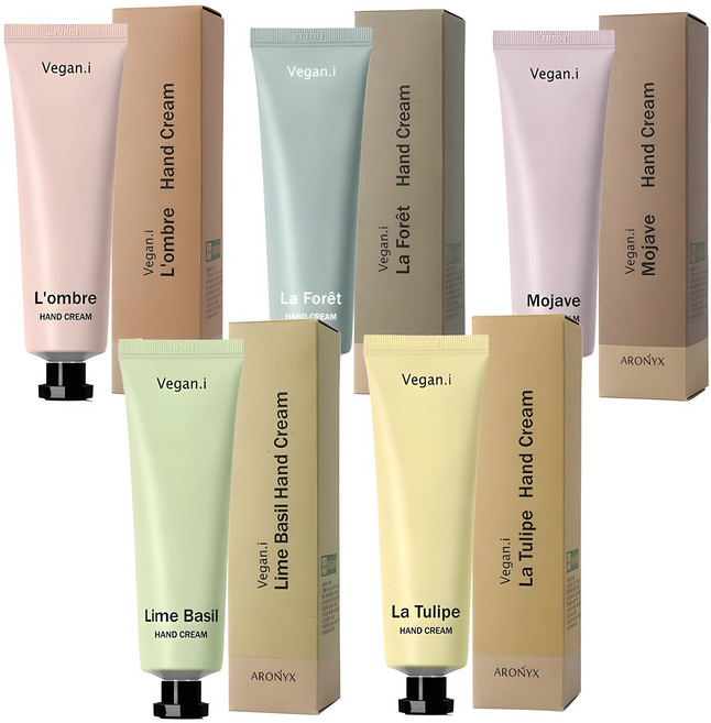 아로닉스 비건아이 르미앙 핸드크림 라임바질 + 롬브르 + 모하비 + 라포레 + 라튤립, 50g, 1개