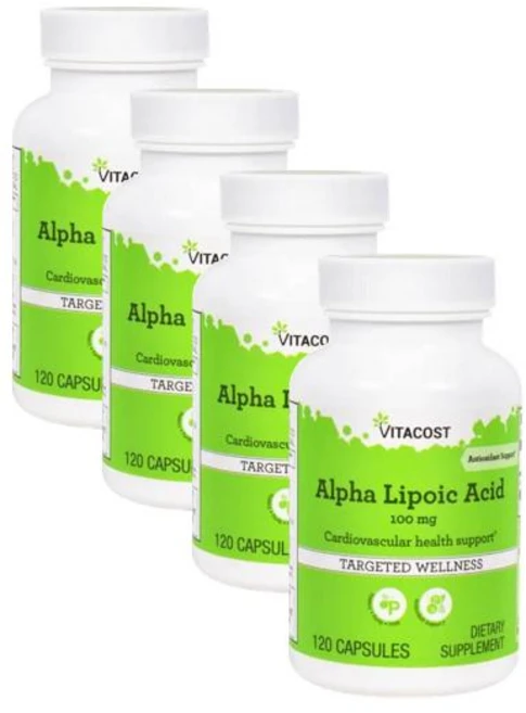 비타코스트 알파리포산 100mg 캡슐 Vitacost Alpha Lipoic Acid, 4개, 120정 - 쿠팡