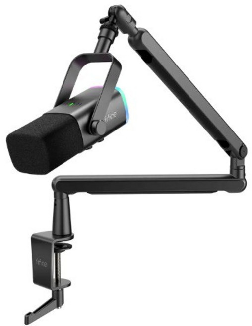 FIFINE AM8 USB/XLR 動圈式 RGB 麥克風, 黑色, TAM8-BK