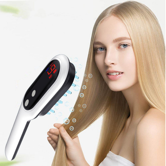 AKRUA 전동 두피 마사지빗 9단 조절 두피 케어 마사지기 두피 탈모 레이저 관리기, 화이트