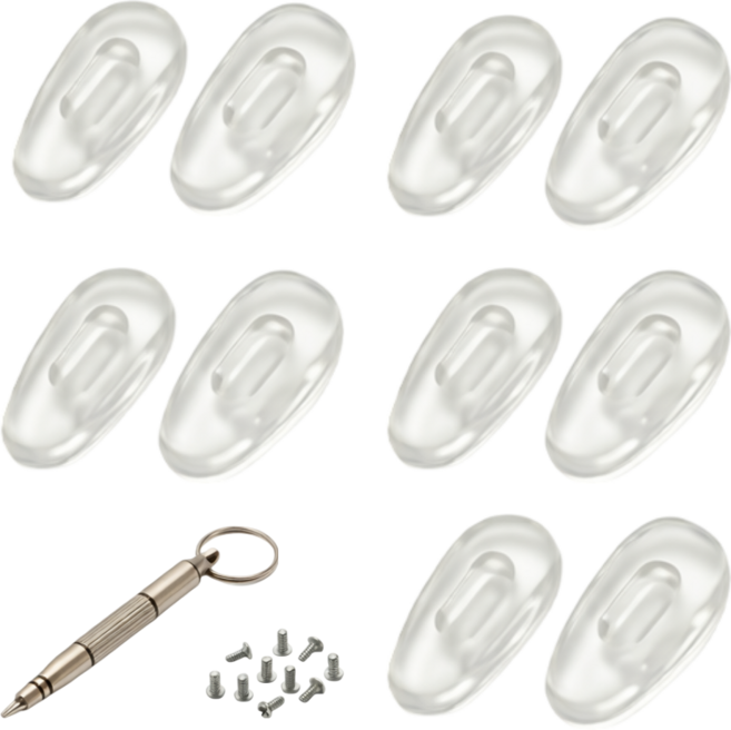 실리콘 안경 코받침 코패드 10p 세트 - 흘러내림 방지 (나사/드라이버 포함)