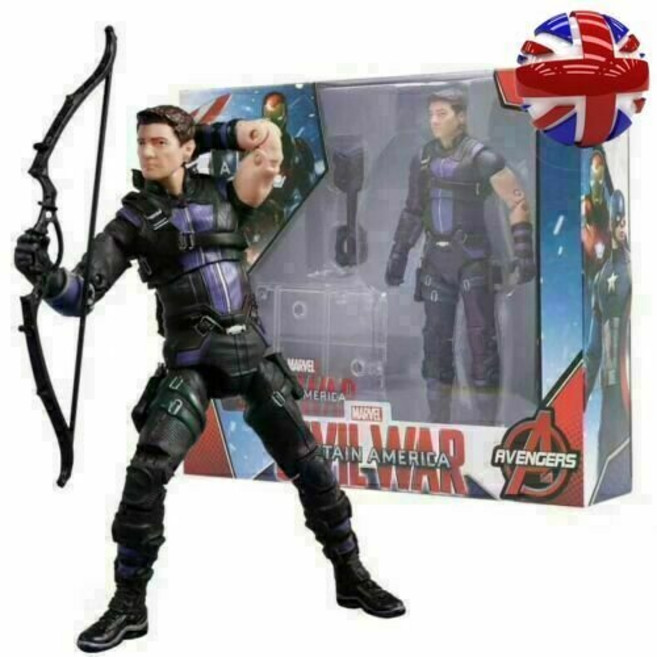 Zhijing Marvel Avengers Captain America : 남북 전쟁 - Hawkeye Superhero 액션 피규어 장난감(Black), 1개