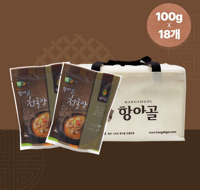 항아골 청국장 100g씩 소포장 국산콩 100% 자연발효 청국장, 100g, 18개