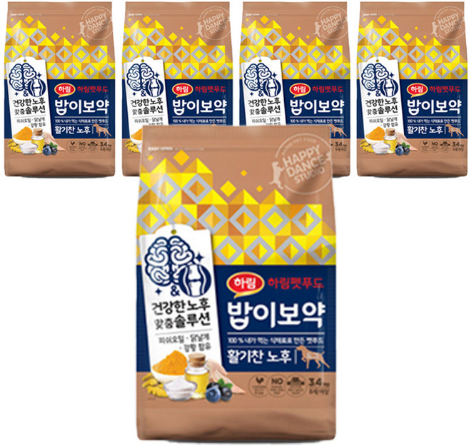 하림펫푸드 전연령 밥이보약 알맞은 체중 강아지사료, 3.4kg, 5개
