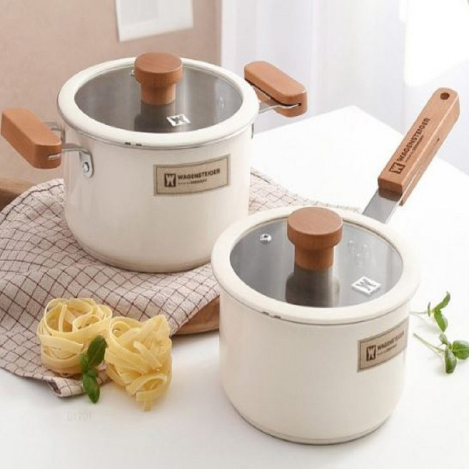 인덕션 냄비 2개 세트 모던 엔틱 예쁜 고급 세라믹 스텐 실리콘 3중 스팀홀 공기배출 양수 편수, 1개