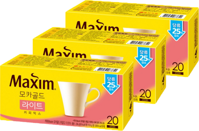 맥심 모카골드 라이트 커피믹스 20T X 3박스, 11.8g, 20개입, 3개