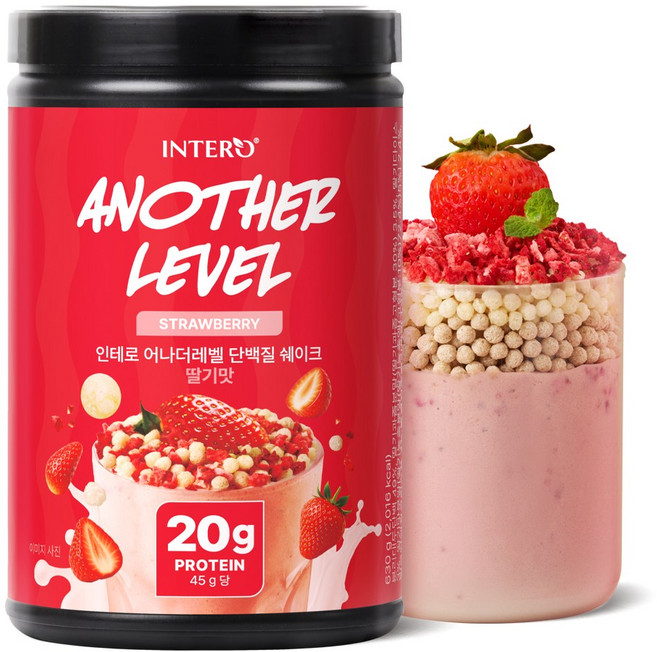 인테로 어나더레벨 단백질 쉐이크 리얼 딸기라떼맛, 1개, 630g